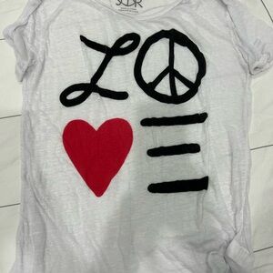 White Graphic Tee with Red Heart by